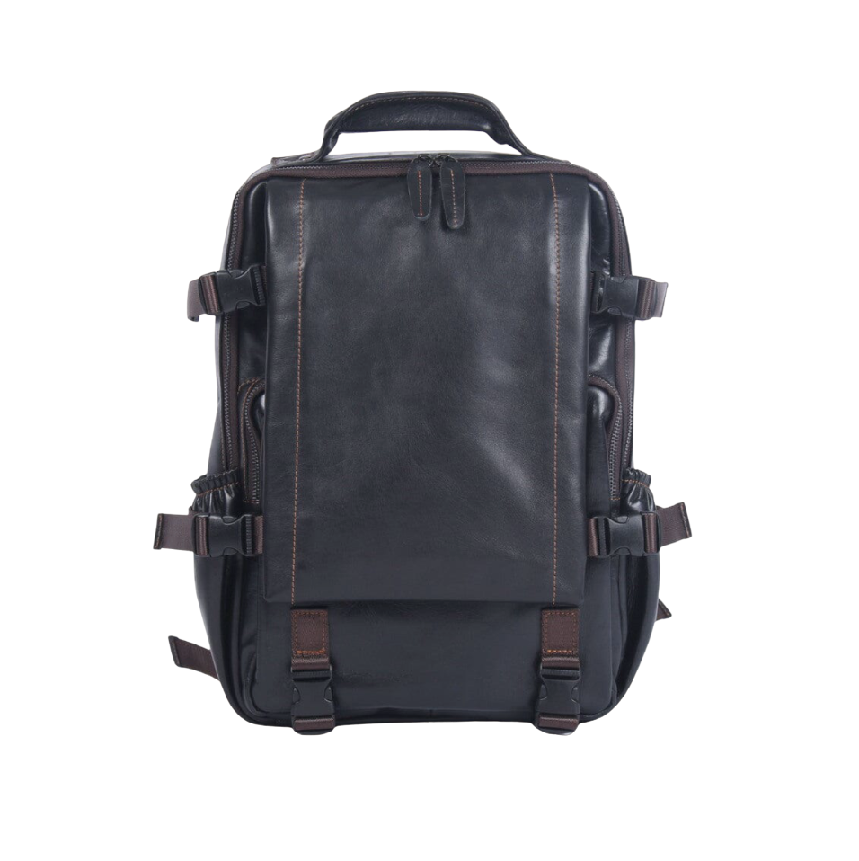 Griffin | Men's Black Leather Backpack