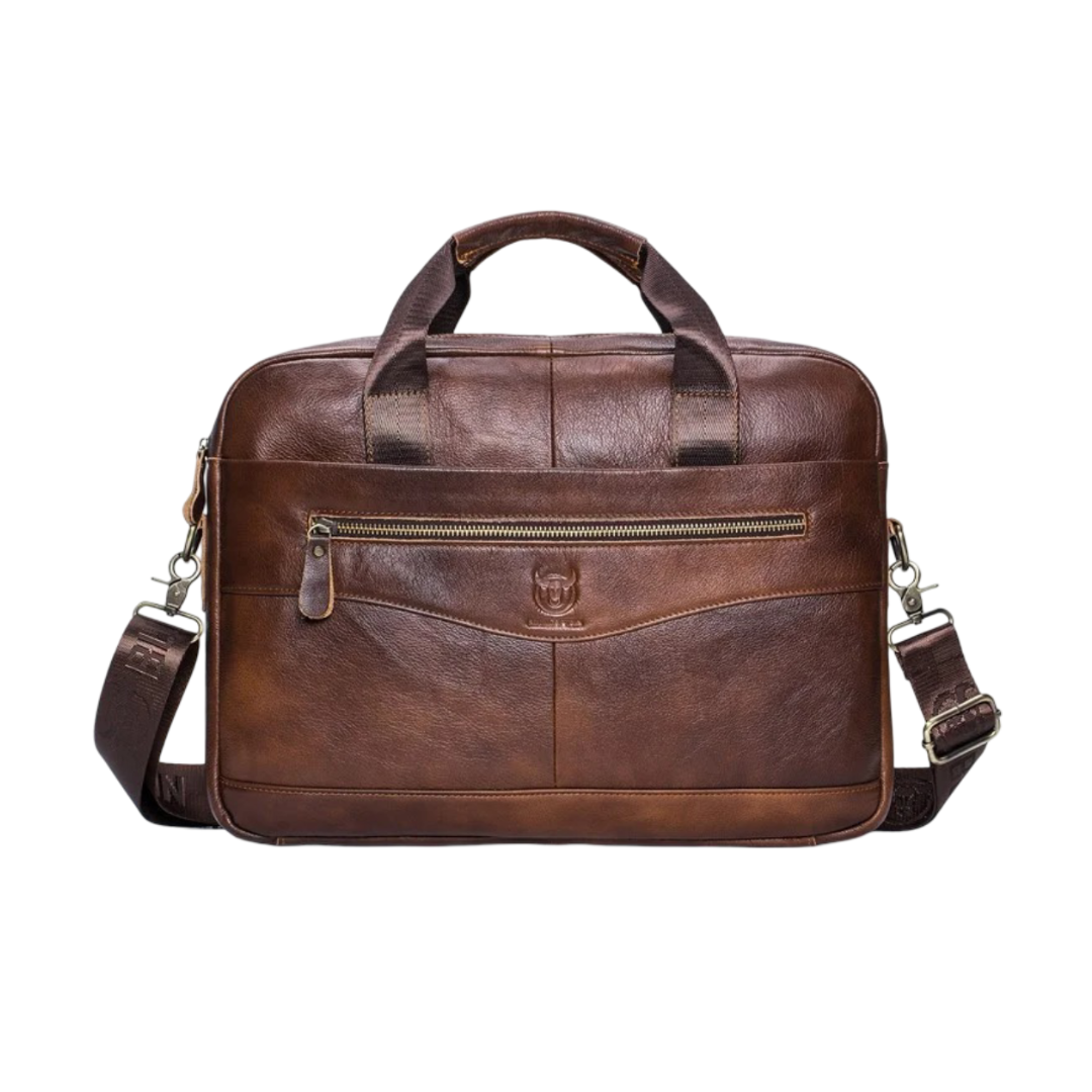 Mason | Professional Leather Laptop Bag with Curved Zip Detail