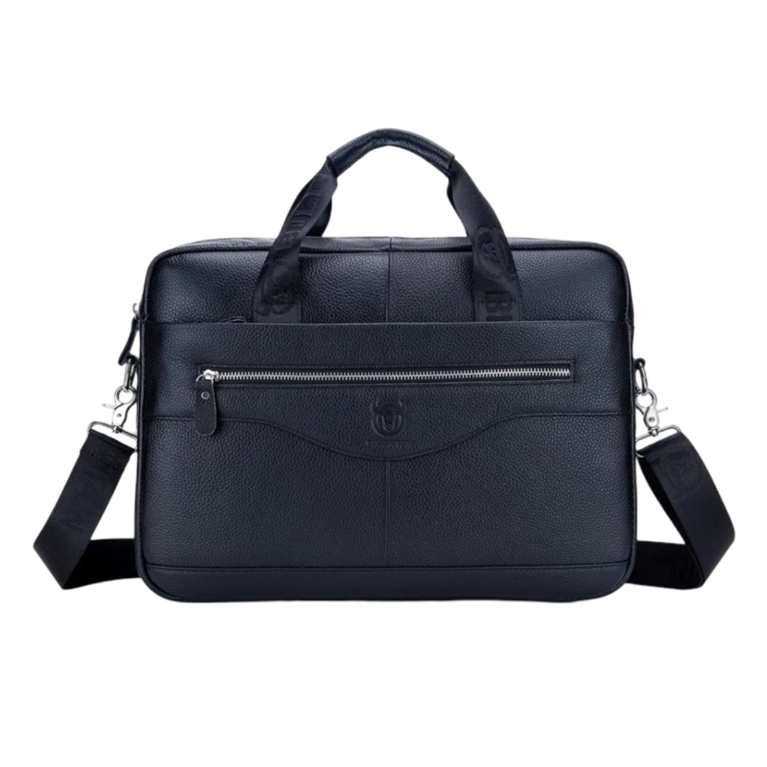 Mason | Professional Leather Laptop Bag with Curved Zip Detail