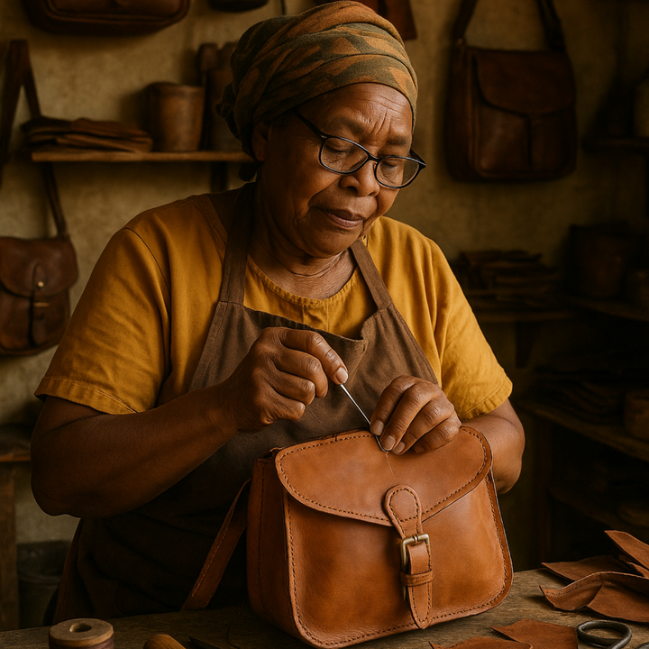 Lester | Retro Textured Canvas Leather Shoulder Bag