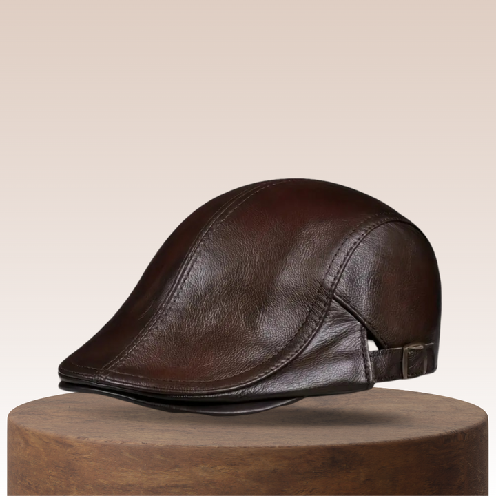Hanz | Genuine Leather Adjustable Fit Newsboy Cap
