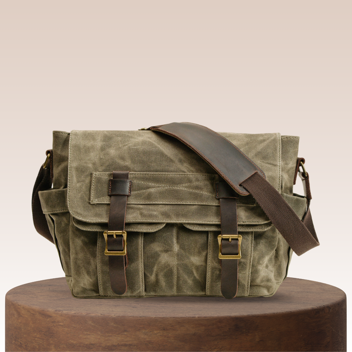 Lester | Retro Textured Canvas Leather Shoulder Bag