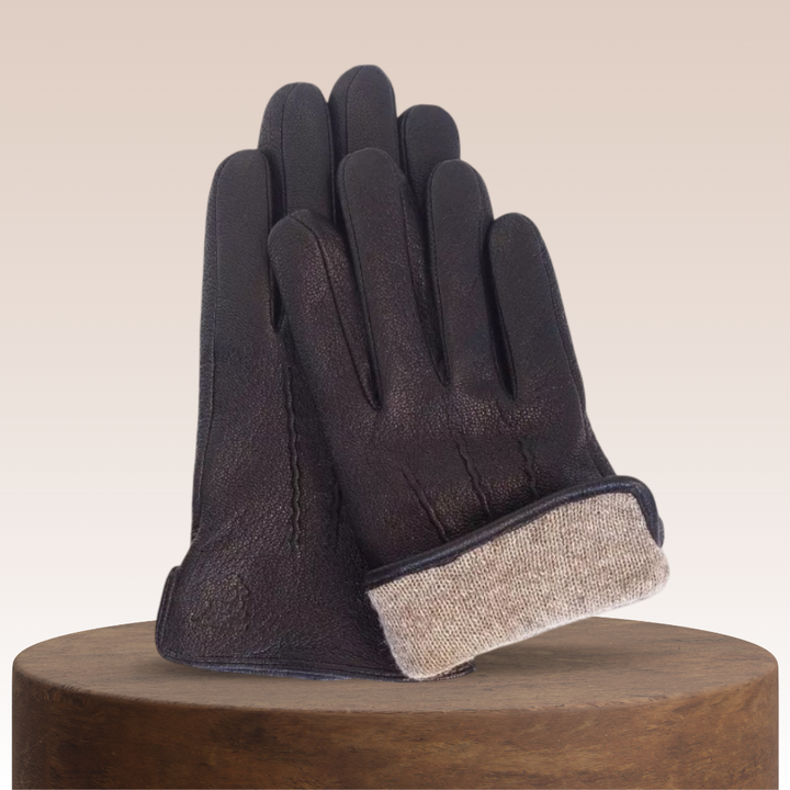 Henry | Deer Pattern Goatskin Leather Winter Gloves
