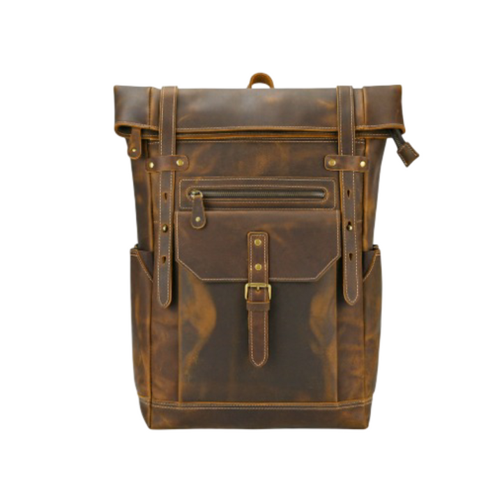 Stephen | Vintage Leather Roll-Top Backpack