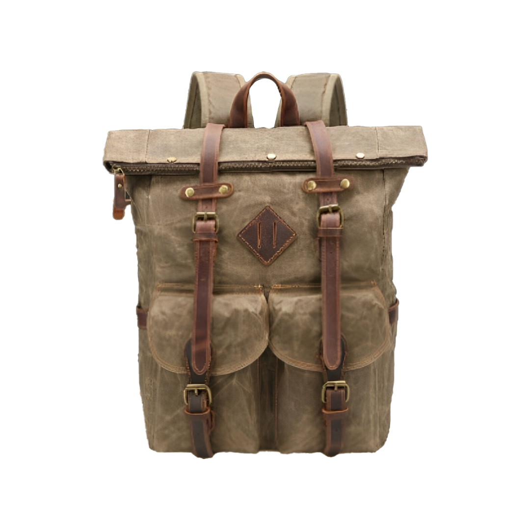 Edriel | Laptop Leather Roll-Top Backpack