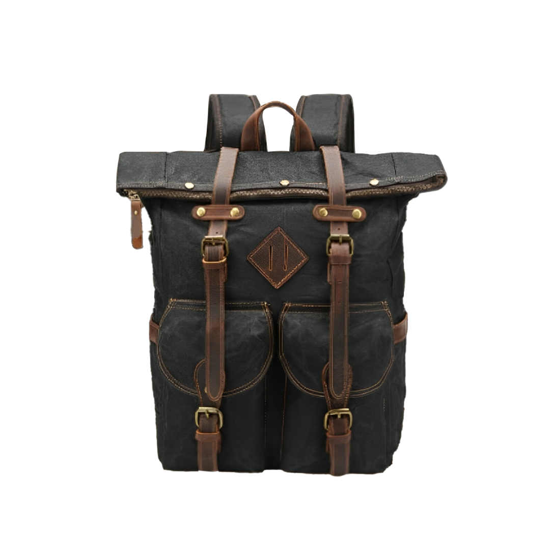 Edriel | Laptop Leather Roll-Top Backpack