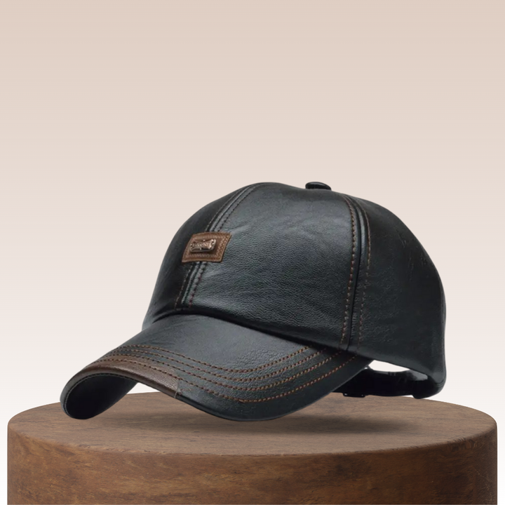 Rafael | Men's Leather Baseball Cap with Logo Patch