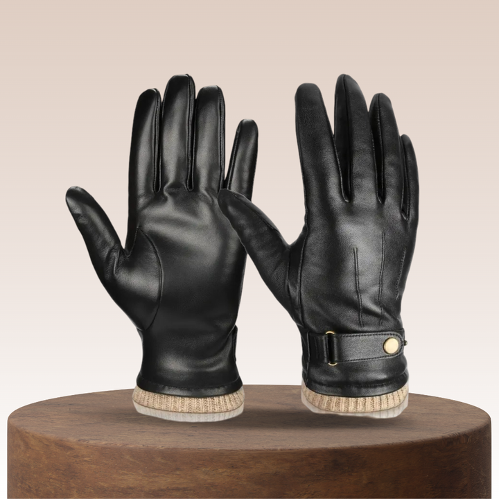 Louis | Leather Gloves with Knit Cuff