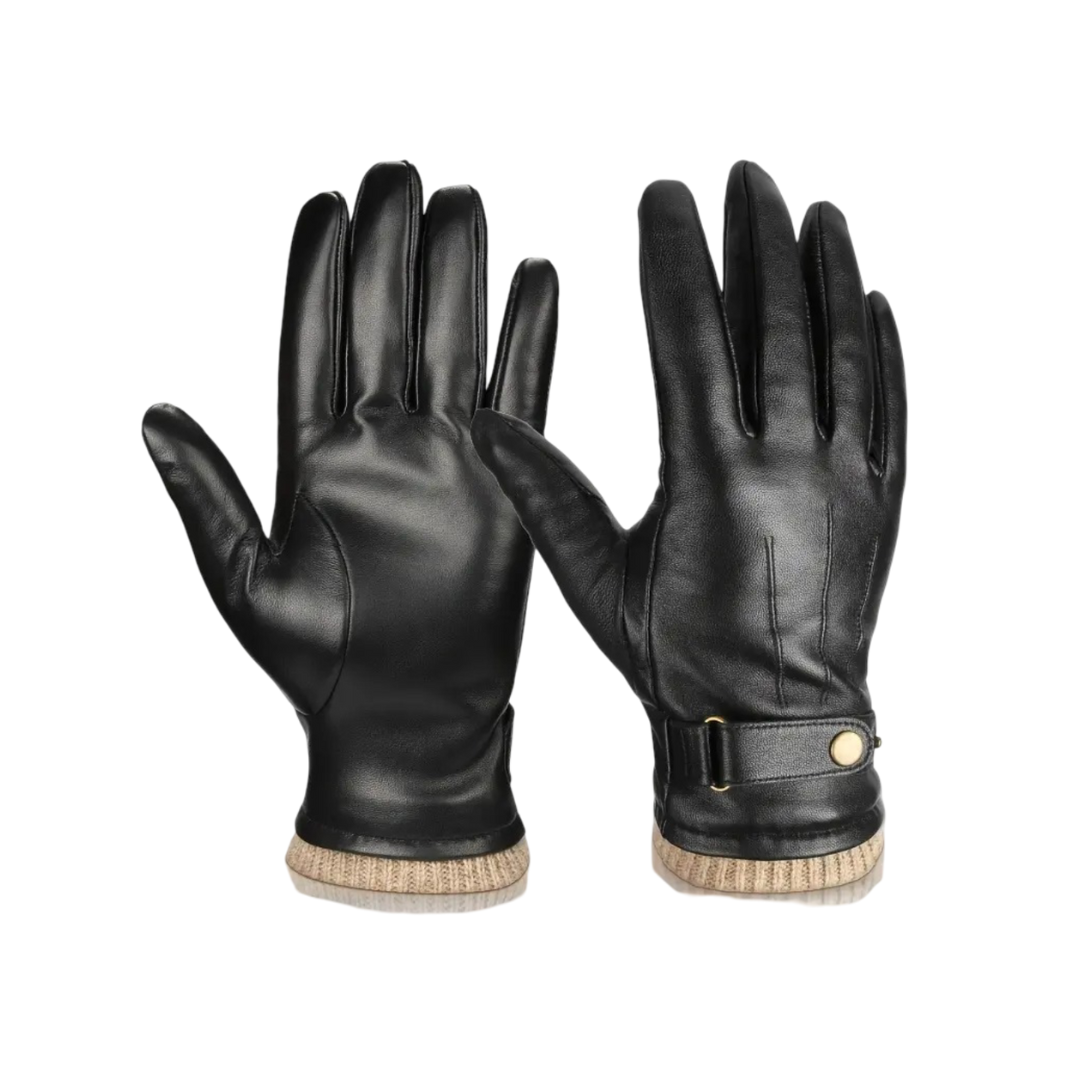 Louis | Leather Gloves with Knit Cuff