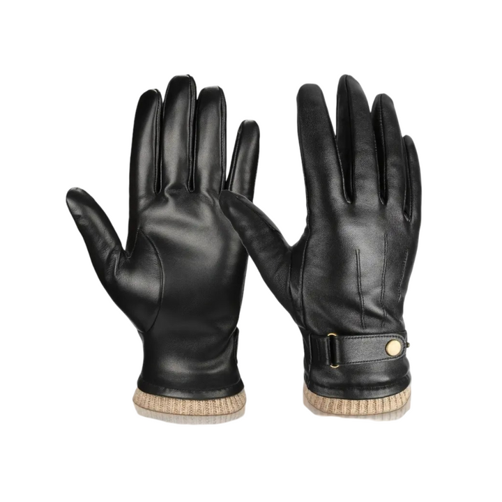 Louis | Leather Gloves with Knit Cuff