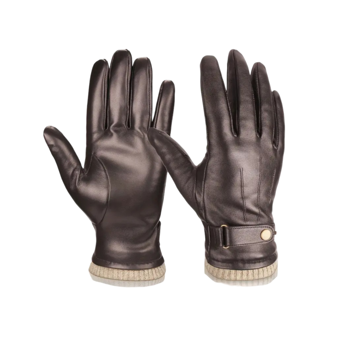 Louis | Leather Gloves with Knit Cuff