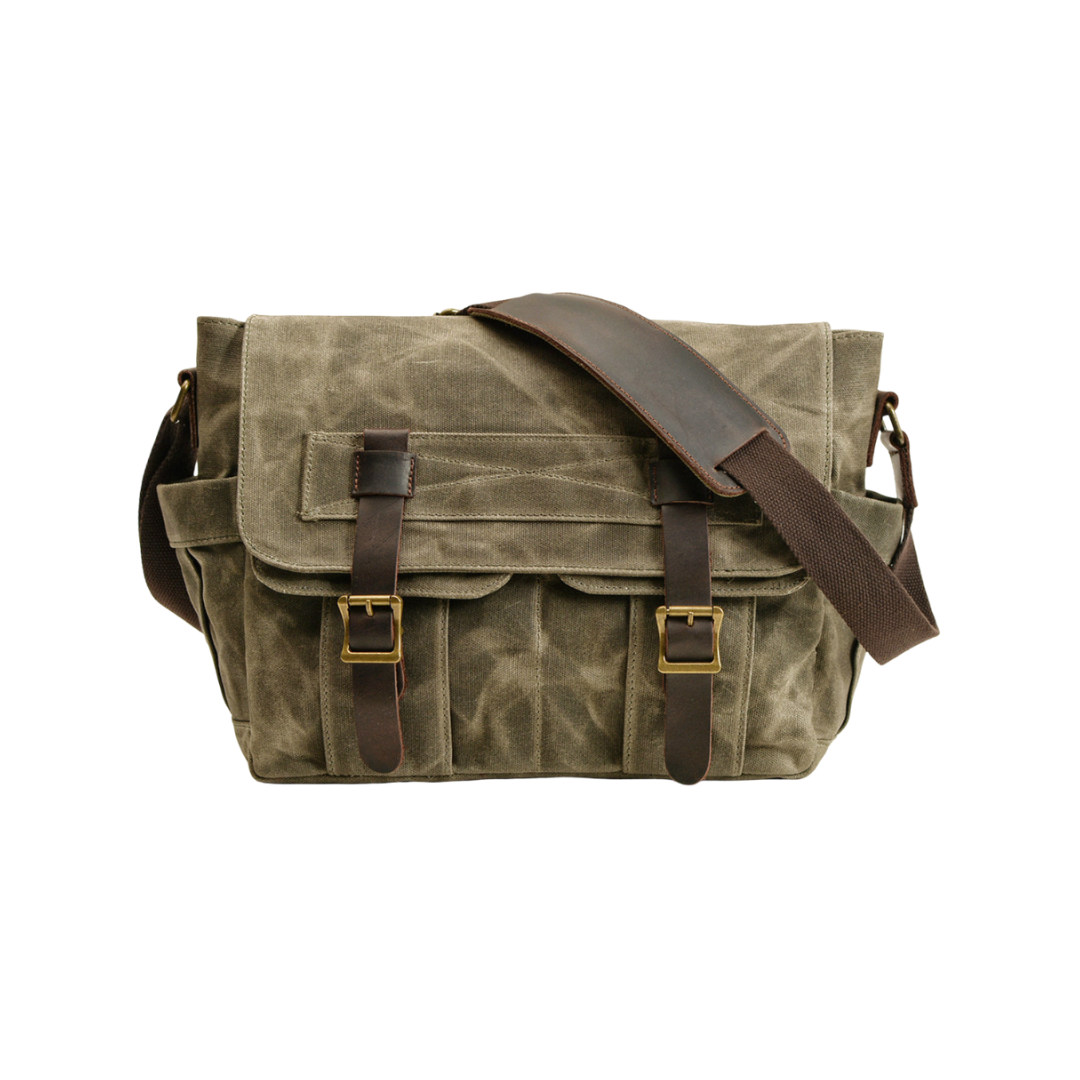Lester | Retro Textured Canvas Leather Shoulder Bag