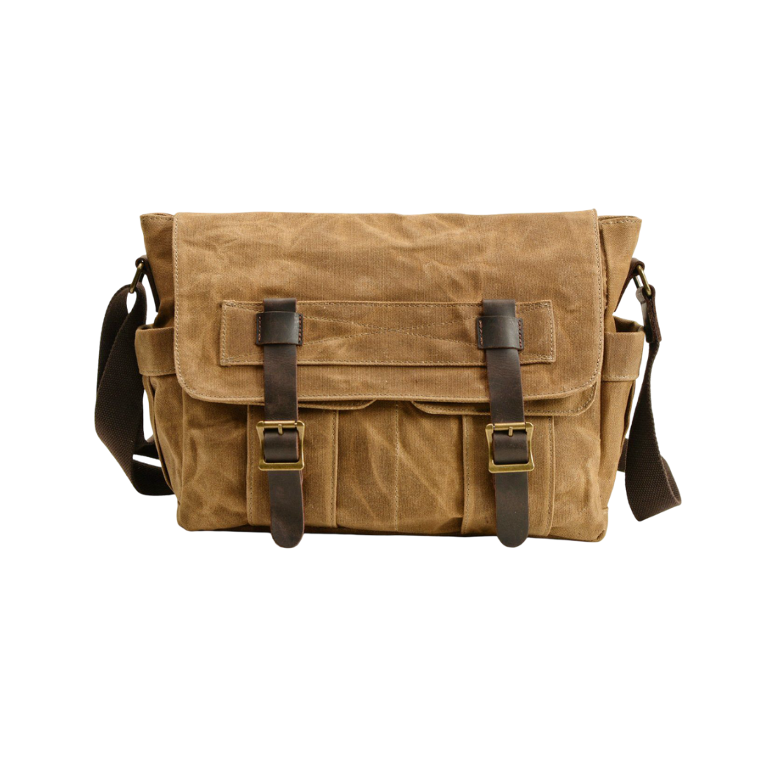 Lester | Retro Textured Canvas Leather Shoulder Bag