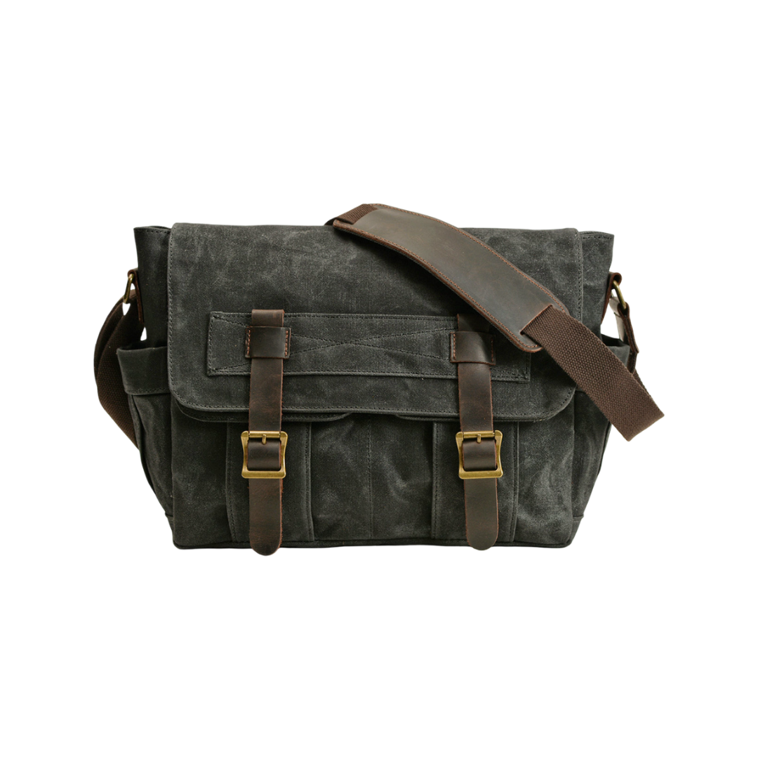 Lester | Retro Textured Canvas Leather Shoulder Bag